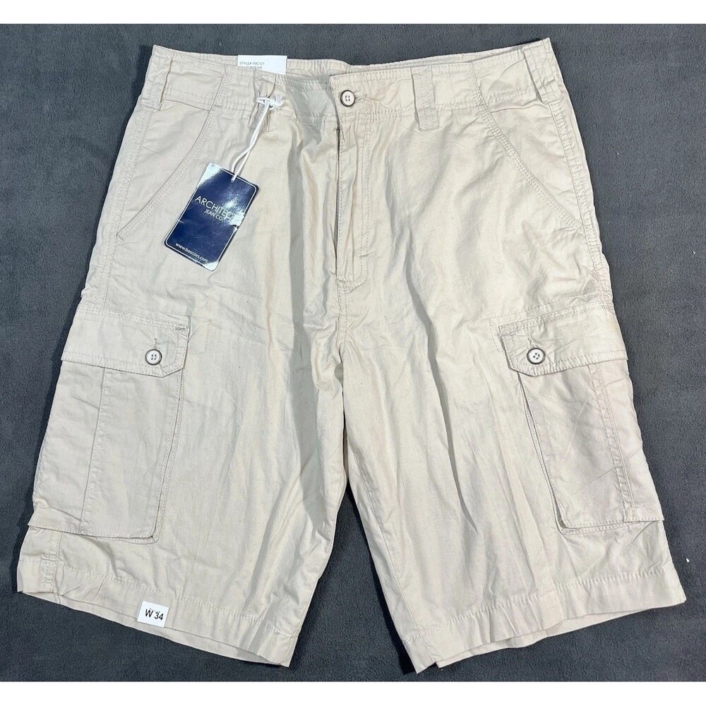 Architect Jean Co Cargo Shorts Mens W34- Measures 32 Stone Colored Style NWT